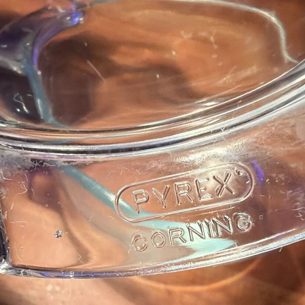 PYREX Clear Glass Round Casserole Dish w/ Lid & Handles No Pattern 1 pint 451 K